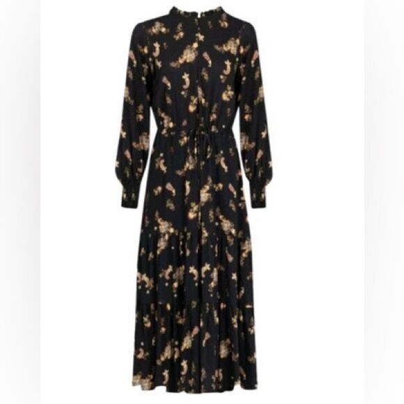 Saint + Sofia Olivia Zip Up Midi‎ Dress Kashmir Paisley LS Smocked size 12 NWT - Picture 6 of 9
